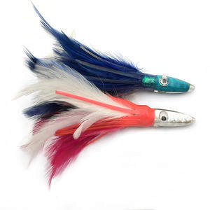 Suministro del fabricante 6in 40g cabeza de resina falda de plumas reales pesca señuelo de calamar suave - Product Image 2