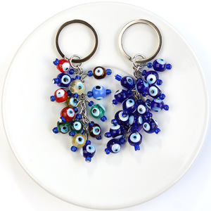 Turkisk Blue Evil Eye Keychain Manufacturer Evil Eye Glass Beads Jewelry Pendants Blue Evil Eyes Decos Hanging Keyring Wholesale