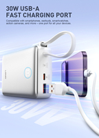 Banque d'alimentation portable LDNIO PQ44 20000mAh PD65W 15W avec charge magnétique sans fil, écran LED et câble USB-C intégré