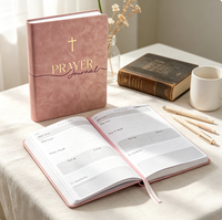 Cuaderno de Oración y Devoción Personalizado, Elegante, de Cartón Rosa, con Impresión Digital en Relieve, Tapa Dura, Papel Artístico