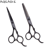 Kéo Làm Tóc 5.5 ''6" AQIABI JP Thép Barber Mỏng Shears Kéo Cắt Tóc Kéo Tóc Salon Đen A9030