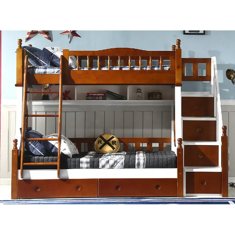 子供用二段ベッド木製二段ベッド子供用階段付き