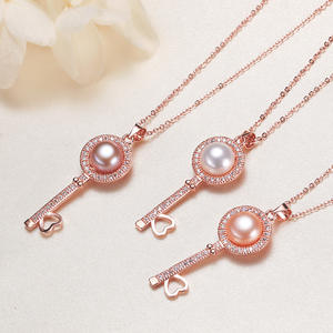 Collier pendentif en perles dorées plaqué cuivre en gros, source d'eau douce célèbre pour les bijoux de femmes - Product Image 3