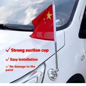 Base de mât de drapeau externe à ventouse pour <span class=keywords><strong>voiture</strong></span>, avec ventouse pour drapeau national rouge, pour défilé automobile de la Fête Nationale, modèle drapeau rouge cinq étoiles - Product Image 1