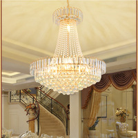 Lustre en cristal doré de style européen, lampe suspendue avec lumière incandescente pour restaurants