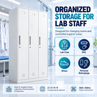 Casier de personnel pour laboratoire, hôpital, école, armoire en acier à 3 portes avec serrures à clé individuelles et portes ventilées pour vestiaires