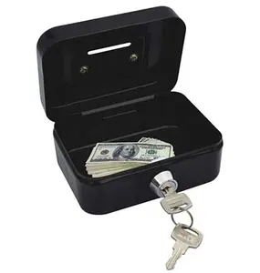 热卖耐用便携式迷你硬币银行保险箱口袋存钱罐4.5英寸带钥匙锁的钱箱