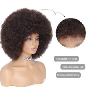 Perucas Afro Curtas Crespas de 12 Polegadas de Alta Qualidade para Mulheres Negras Peruca de Cabelo de Fibra Sintética Natural Sem Cola para Cosplay - Product Image 5