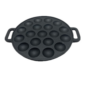 Sartén de Hierro Fundido para Cocinar Bolas de <span class=keywords><strong>Pulpo</strong></span>, Antiadherente, con 19 Orificios Poco Profundos, Precurado con Aceite, con Asas, <span class=keywords><strong>Precio</strong></span> al por Mayor - Product Image 1