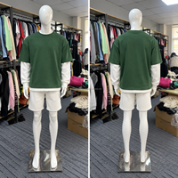 T-shirt surdimensionné pour homme, style décontracté streetwear, vert, coupe ample, en coton, style superposé, haut basique, t-shirts personnalisables avec logo