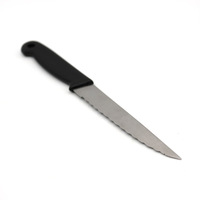 (JYKS-PK417) Couteau à steak dentelé en acier inoxydable, couteau de table de cuisine avec manche antidérapant en PP noir, vaisselle de restaurant