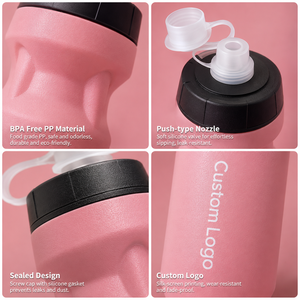 Bouteille <span class=keywords><strong>de</strong></span> sport pliable en plastique avec logo personnalisé 610 ml |   Bouteille d'eau pliable sans BPA, anti-fuite, compressible, pour la salle <span class=keywords><strong>de</strong></span> sport et le cyclisme - Product Image 4