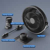 F1302A 9 pouces 360 ° rotatif Clip montage Van ventilateur de refroidissement 12V 24V Clip-on camion ventilateur vent fort refroidissement par Air camion voiture ventilateur