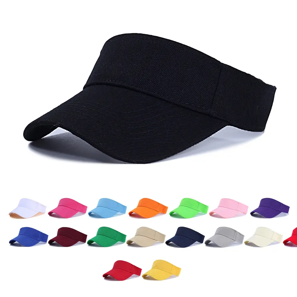 Broderie personnalisée visières extérieures réglables plage chapeau de soleil 100% polyester plaine Golf Sport visière chapeaux pour femmes hommes