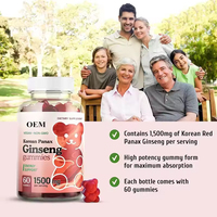 VitaHall Gummies coréens au ginseng Panax, fenugrec, graines noires, ginkgo biloba, extrait rouge, maca, soutien de la concentration, 60 gummies pour adultes