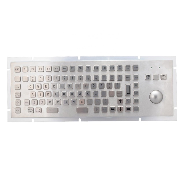 mounted 87 keys rugged stainless steel metal mechanical keyboard with touchpad or trackball or backlight for selection