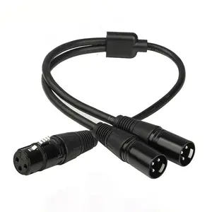 Fábrica Atacado 0.5M XLR Y Splitter Cable 3 Pin XLR Fêmea Para Dois Macho Jack Adaptador de Áudio para Microfone Profissional