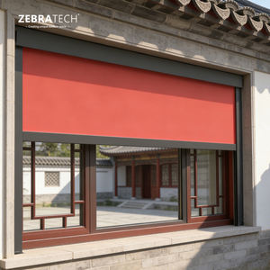 Stores verticaux occultants motorisés modernes et unis pour bureau avec rail à fermeture éclair, tissu certifié NFPA 701 pour grandes fenêtres - Product Image 1