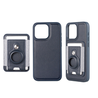 Étui de téléphone magnétique en cuir PU avec porte-cartes avec AirTag pour iPhone 15 Pro Max