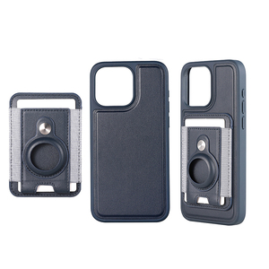Étui de téléphone magnétique en cuir PU avec porte-cartes avec <span class=keywords><strong>AirTag</strong></span> pour <span class=keywords><strong>iPhone</strong></span> 15 Pro Max - Product Image 1