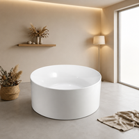 Baignoire autoportante ronde en forme de tambour, blanche, profonde, pour spa et bien-être, 140 cm