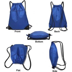 Custom Custom Logo Gym <b>Backpack</b> Water Resistant Polyester <b>Drawstring</b> Bag with Zipper Folding Style and Letter Pattern - Product Image 4