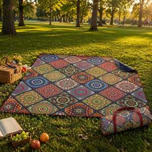 Oxford Waterproof Picnic <b>Blanket</b> 200x200cm <b>Extra</b> <b>Large</b> Foldable Outdoor Mat Portable with Carrying Strap Custom Logo - Product Image 3