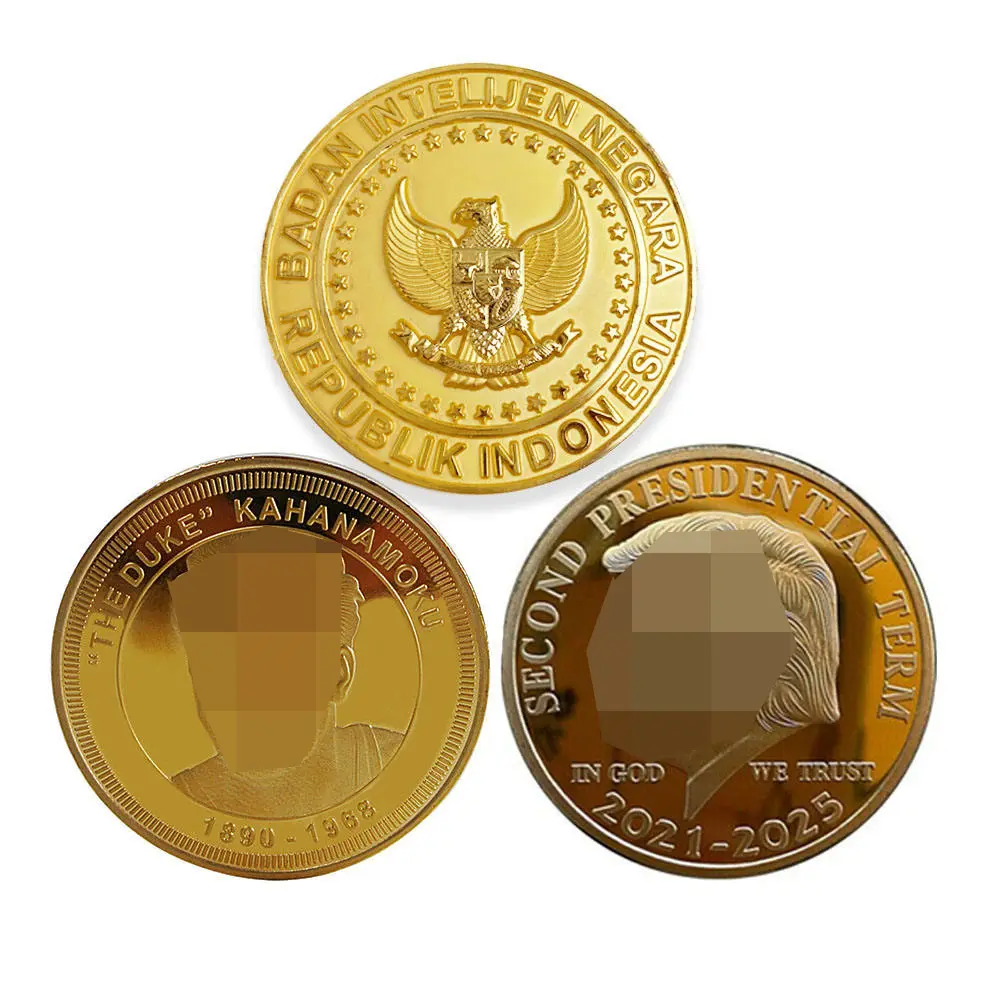 Grosir Logo Kustom Disepuh Koin Peringatan Emas dan Perak Hewan Elang Amerika Koin
