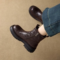 Bottes de neige montantes en cuir de vachette à semelle épaisse pour femme, nouveau style 2026, doublure en peluche, semelle extérieure en caoutchouc thermoplastique, extra-épaisses et chaudes