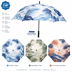 Parapluie de golf droit à imprimé île tropicale, grand parapluie de pluie extérieur coupe-vent, parapluie de golf personnalisé imprimé - Product Image 1