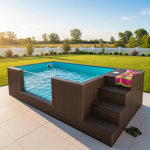 Hồ bơi gia đình trên mặt đất hình chữ nhật bằng gỗ, composite gỗ nhựa (WPC) và sợi thủy tinh, kích thước 4m x 6m, dành cho người lớn và trẻ em, thương hiệu Ready Summer Garden. - Product Image 5