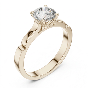 Bague de fiançailles en or rose 14 carats avec diamant brillant cultivé en laboratoire et pierres latérales, style romantique, certifiée IGI, pour femme - Product Image 3