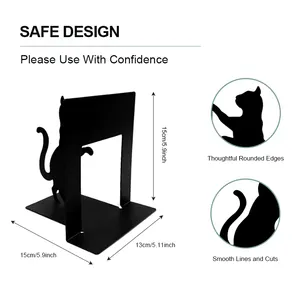 Customized Creative Design Cute Cat Bookend Stand Animal Bookends Decorative Desktop Organizer Gift Book Ends Stand Holder