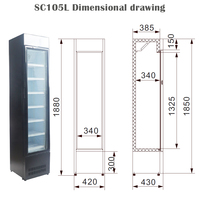 OUMEITE 150L Vitrine verticale à température unique à une porte Équipement de réfrigération commerciale pour boissons