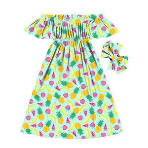 Vestidos Largos para Niñas con Diseños de Frutas, Vestidos de Fiesta para Niñas, Vestido de Playa con Hombros Descubiertos para Adolescentes - Product Image 3