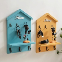 Porte-clés mural en bois, étagère flottante pour clés et courrier, organisateur d'entrée, porte-manteau mural pour hall d'entrée