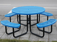 Table de pique-nique commerciale extérieure en métal, ensemble de meubles de jardin, table à manger en acier, table basse et chaise pour le patio extérieur
