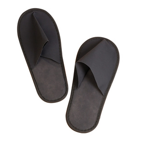 Zapatillas de hotel negras personalizadas con diseño profesional y al mejor precio al por mayor, zapatillas de hotel desechables ecológicas - Product Image 6