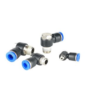 All PH8-02 Copper Plated Nickel Quick Connector 6mm Right Angle Pneumatic <b>Adapter</b> <b>Plug</b> In Type - Product Image 3