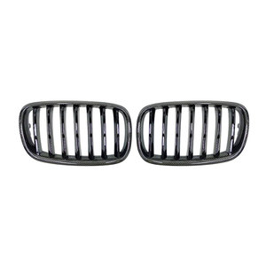 ตะแกรง E70 X5คาร์บอนไฟเบอร์กระจังหน้ารถยนต์ M Colour กระจังหน้าไตสำหรับ BMW X5 E70 E71 X6เส้นเดียวสีดำ - Product Image 1