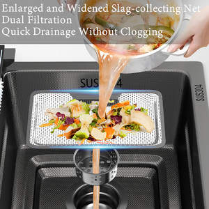 Lavello da <span class=keywords><strong>Cucina</strong></span> Intelligente Moderno e Popolare 2026, con Cascata, Vasca Singola Nera Nano, Multifunzionale in <span class=keywords><strong>Acciaio</strong></span> Inossidabile, Fatto a Mano, e <span class=keywords><strong>Rubinetto</strong></span> a Cinque Funzioni - Product Image 3
