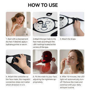 Máscara <span class=keywords><strong>Facial</strong></span> <span class=keywords><strong>LED</strong></span> Infrarroja de Terapia de Luz Roja para Uso Doméstico, Inalámbrica, con Etiqueta Privada Personalizada 510K - Product Image 3