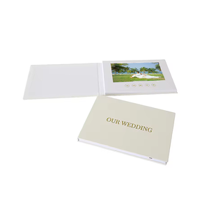 Carte de vœux cadeau personnalisée 7 pouces album de brochures vidéo LCD livre vidéo de mariage relié en lin - Product Image 4