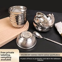 Bol pour enfants en acier inoxydable de qualité alimentaire à double paroi, platine, pour la maison, pour la soupe, le riz, design minimaliste moderne