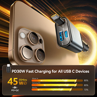 JOYROOM 45W Charge rapide 3-en-1 Petit chargeur de voiture Câble rétractable Adaptateur de téléphone
