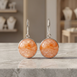 925 Sterling <b>Silver</b> Sun Stone Dangle <b>Earrings</b> <b>Silver</b> Plated Bezel Set Round Drop for <b>Wedding</b> Party Trendy - Product Image 2