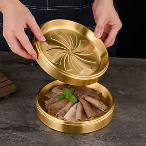 ถาดเสิร์ฟอาหารทรงกลมสแตนเลส 304 แบบซ้อนได้ สำหรับบาร์บีคิว บุฟเฟ่ต์ หม้อไฟ และอาหารจานด้านข้าง - Product Image 2