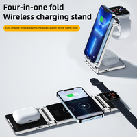 Chargeur sans fil 3 en 1 de haute qualité 15W en alliage de zinc et verre, support de charge rapide pour téléphone, montre et écouteurs, type-C, pour bureau