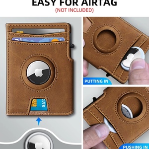 Factory Custom Leather Pop up Credit <b>Card</b> Holder Business RFID Blocking Slim Metal Aluminum Men's Wallet With Metal Money Clip - Product Image 4