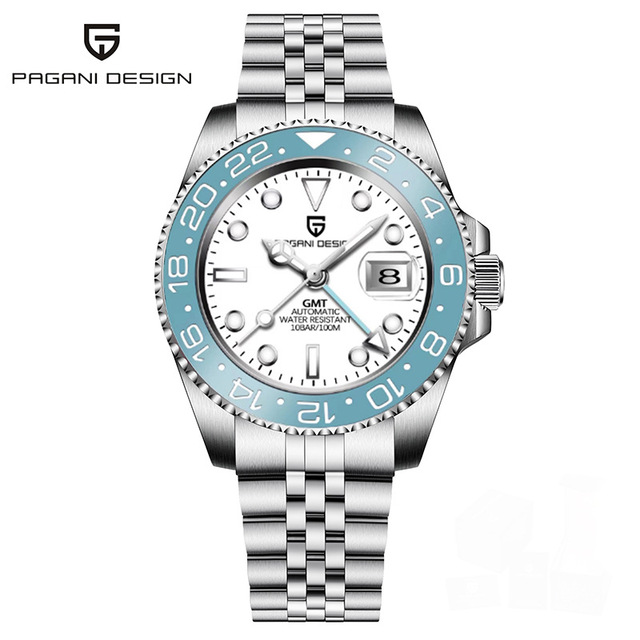 New PAGANI DESIGN 1662 Top Sapphire GMT Watch Stainless Steel Men's Automatic Mechanical Watch Waterproof